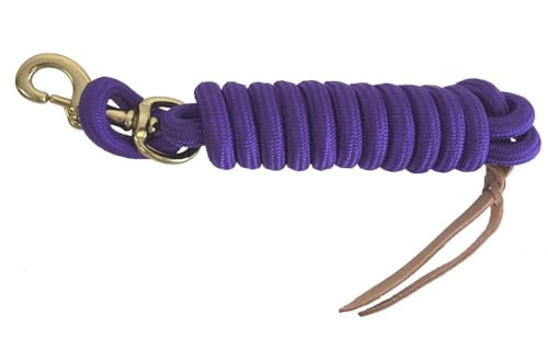 AJ Tack 9 Ft Nylon Lead Rope, 5/8 in, Leather Popper - color: Purple