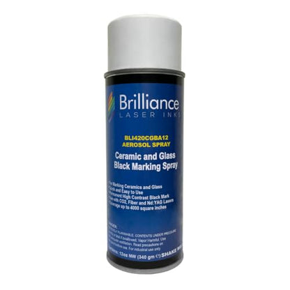 Brilliance Laser Inks Ceramic and Glass Black Marking Spray - 12oz Aerosol Marks on Ceramics and Glass. Aerosol for Fiber, YAG, Diode, and CO2 Laser Engraver Machine, BLI420 - color: 1 Pcs