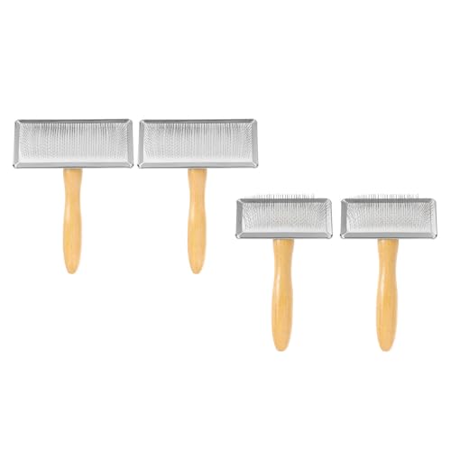 MECCANIXITY 4 Pcs Wool Carder, Hand Carding Brush 2 Large and 2 Medium Wooden Pet Grooming Tool for Needle Felting Pet Grooming Weaving Craft Supplies, Silver, Wood Color - color: Silver, style: 2 Large and 2 Medium
