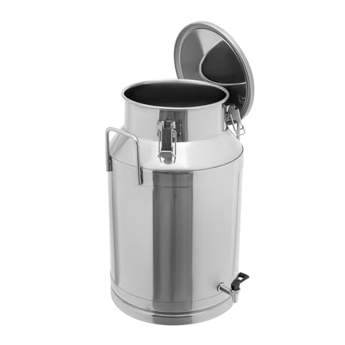 Stainless Steel Milk Bucket with Spigot, 40L/10.5Gallon 201 Steel Milk Buckets with Lid SS Milk Can large Milk Jug Liquid Container, Airtight Design, Keep Food Dry and Fresh - size: 40L/10.5Gallon, w/Spigot