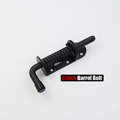 JQK Spring Loaded Latch Pin, 304 Stainless Steel Barrel Bolt Thickened 2mm Door Lock, 5 Inch Black (1 Pack), HSB300-BK - color: Black, size: 5Inch - 1Pack