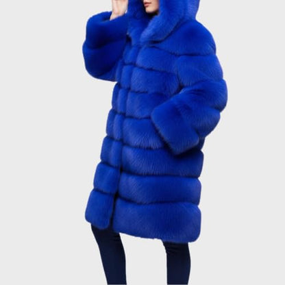 Lisa Colly Women Plus Size Faux Fur Jacket Big Hooded - color: Blue, size: 4X-Large