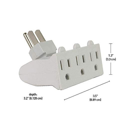 Globe Electric 46505 3-Outlet Lateral Swivel Grounded Wall Adapter Tap, White Finish