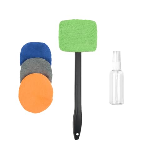 AICEL Car Windshield Cleaning Tool, Extendable Handle Window Cleaner Kit with 4PCS Reusable Microfiber Cloth, Auto Windscreen Glass Wiper Accessories, Universal for Truck, SUV, RV