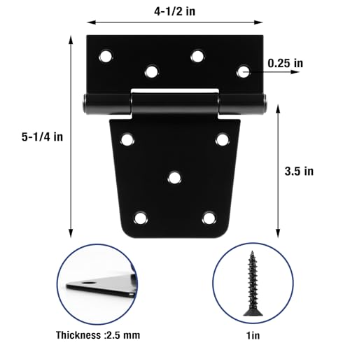 TDCHINGES Large Gate Door Hinges 3.5 Inch Heavy Duty 2 Pack Thick 3mm Shed - size: 2Pack-3.5inch