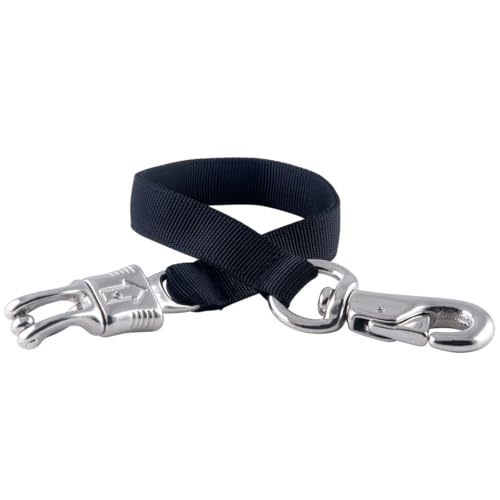 Jeffers Nylon Horse Trailer Tie, 2'L - Heavy Duty 2 Ply Webbing W/Bull Snap & Panic Quick Release Snap, Adjustable Tie for Horses, Barn, Stable, Trailer, Livestock, Training, Outdoor Use - Black