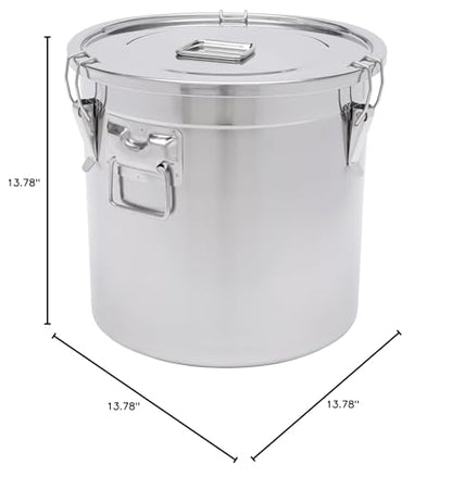 8.7Gal Stainless Steel Canister with Airtight Lid 40-50Lbs Flour Storage Containers for Kitchen Metal Rice Bucket Coffee Canister Dog Food Container Milk Can w/Handles & Sealing Buckles (33L) - color: 33L