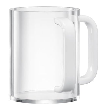 Judaica Acrylic Hand Washing Cup for Netilat Yadayim with Dual Handles - 5" Clear Unbreakable Plastic Negel Vasser Wash Cup Everyday & Passover Seder, Shabbat, Shul, Synagogue, Home (Clear & White) - color: White