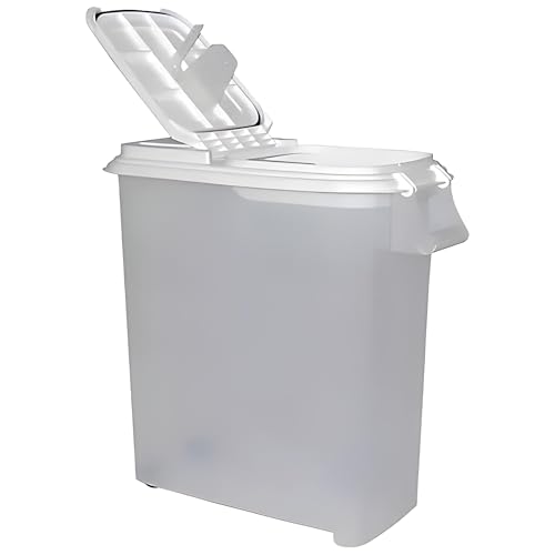 Buddeez Airtight Rolling Pet Food Storage Container, Bird Seed, 50 Quart - color: White Lid, size: 1 Pack (50 Quart)
