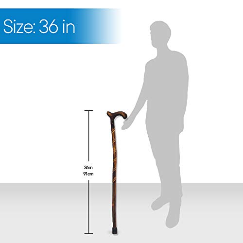 RMS Wood Cane - 36 Inch Natural Wood Walking Stick - Handcrafted Wooden Offset Canes and Walking Canes for Men or Women - color: Spiral