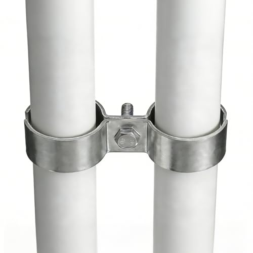 HARFINGTON 2pcs Chain Link Fence Panel Clamps 1-5/8" Stainless Steel Dog Kennel Clamps Fence Connector Temporary Dog Cage Hardware Parts with Bolts and Nuts for Round Pipe Panel - size: 1-5/8"