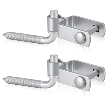 MorningRo 2 Set Farm Gate Hinges Kit 1-1/2" x 1-1/2" Square Post Hinge with 5/8" x 4-1/2" Heavy Duty Wood Post Lag Screw Farm Gate Hinge in Zinc Plated with Nuts & Washers for Repairing Square Posts