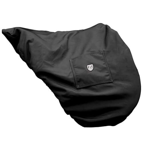 Harrison Howard Premium Dressage English Saddle Cover, Waterproof & Breathable Fleece-Lined Long Flap Saddle Protection Mars Black