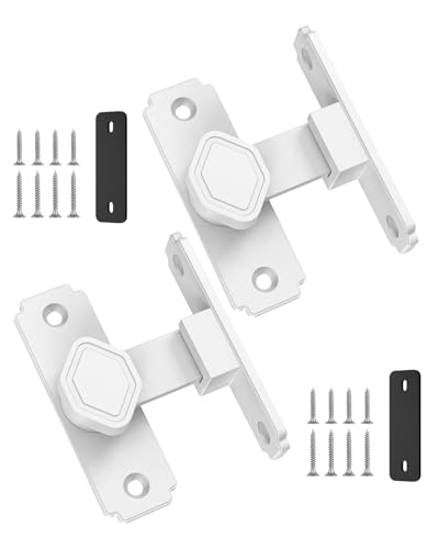Pocket Door Lock, 90 Degree Latch, Barn Door Hardware White 2PCS - color: White-2 Pcs