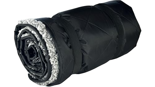 DOWN UNDER OUTDOORS Waterproof 350 GSM Fleece or Sherpa Stadium Blanket - color: Black/Heather Grey