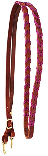 CHALLENGER 8' Horse Western Leather Latigo Laced Barrel Contest Reins 66RT10 - color: Tan Purple