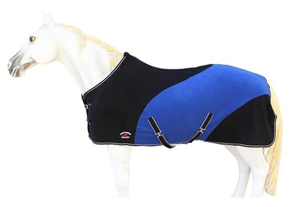 64" Horse Polar Fleece Cooler Exercise Blanket Wicks Moisture 43F07 - color: Black/Blue, size: 64 inches
