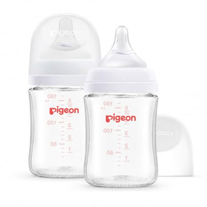 Pigeon Glass Baby Bottles Wide Neck, 5.4 Oz, Pack of 2 - color: 5.4 Ounce, 2 Packs