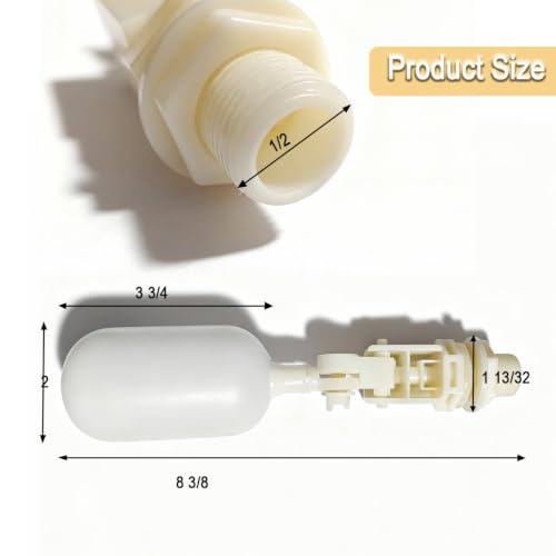 Float Valve 1/2 Inch 2 Pack, Water Trough Float Valve with Adjustable Arm Filter for Dog Livestock Fountain