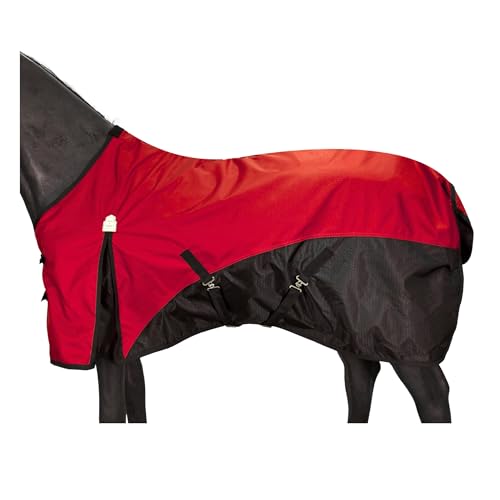 BARN & STABLE 600D Ripstop Lightweight Horse Turnout Sheet No Fill,Water-Resistant & Breathable Horse Blanket for Spring and Mild Weather, with Anti-Rub Fleece Withers - color: Crimson Red / Black, size: 69 in