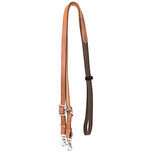 HILASON 8 Ft Horse Western Leather Rubber Grip Barrel Split Reins - color: Tan With Brown