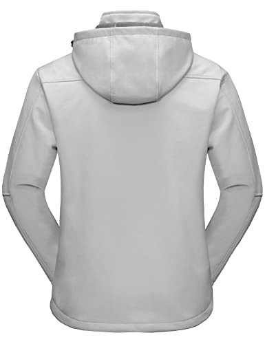 Little Donkey Andy Men’s Removable Hood Softshell Fleece Jacket - color: A.light Gray, size: Large