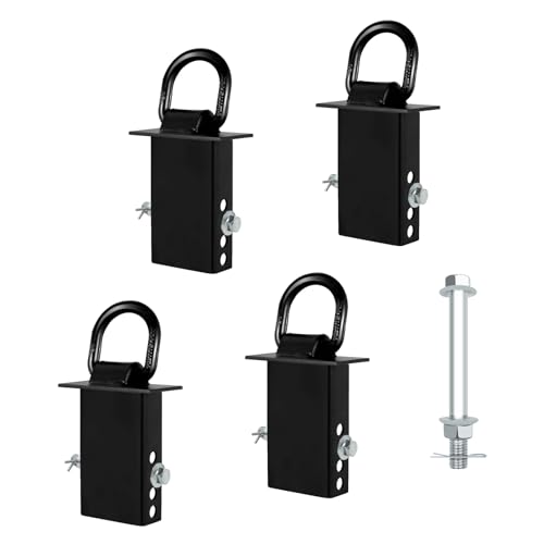 4Pack Trailer Stake Pocket D Rings Tie Downs Heavy Duty 18200lbs D-Ring Anchor 1/2 inch, Car Trailer Accessories Black - size: 4-2x4