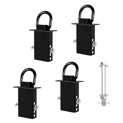4Pack Trailer Stake Pocket D Rings Tie Downs Heavy Duty 18200lbs D-Ring Anchor 1/2 inch, Car Trailer Accessories Black - size: 4-2x4