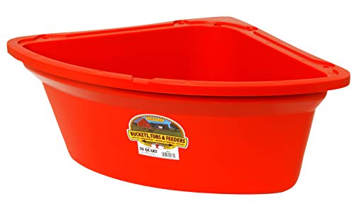 Little Giant Plastic Corner Feeder Bucket (Red) Durable & Useful Space Saving Corner Feed Trough (26 Quart) (Item No. PCF6RED)