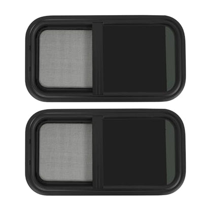 RV Window Teardrop Style 2Pack, 12" X 24" Universal RV Window Vertical Slide With 2 Trim Ring, Vertical Sliding Glass Window with Screen Window for Cargo, Horse Trailer (12" X 24" （2 pack）) - size: 12" X 24"（2 pack）