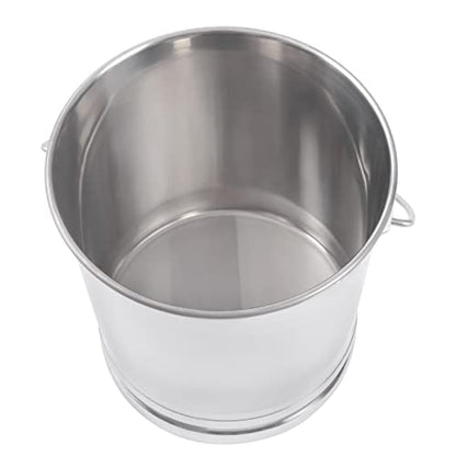 15Qt Stainless Steel Milk Pail Bucket, Carry Water or Drinks Container with Lid, Handle & Open Lip Edge Milk Pail Container Kitchen Compost Bin Scrap for Compost Outdoor Household (15Qt) - size: 15Qt