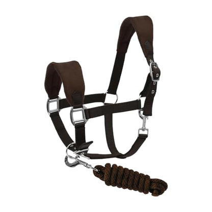 Henri de Rivel Ergonomic Comfort Halter and Lead Rope Set-Brown-Pony - color: Brown, size: Pony