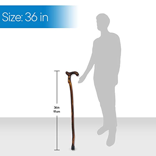 RMS Wood Cane - 36 Inch Natural Wood Walking Stick - Handcrafted Wooden Offset Canes and Walking Canes for Men or Women - color: Smooth