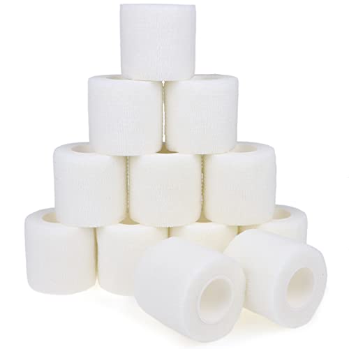 Self Adhesive Bandage Wrap Animal Cohesive Bandage Self Adherent Wrap First Aid Tape for Dogs Cats Horses Birds & Wrist Healing Ankle Sprain (2 Inch White 12 Rolls) - color: 2 Inch White 12 Rolls