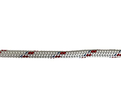 Blue Ox Rope 7/16" Yacht Braid Premium Polyester, White/red/Blue, 300 ft - size: 300 feet