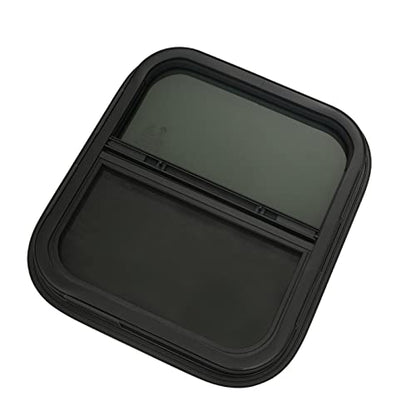 RV Window, Horizontal Slide Teardrop Trailer Window with Mounting Trim Rings Set for RV Camper, Cargo, Horse Trailers Window Door Tempered Tinted Glass Replacement (14"W x 16"H, Vertical)
