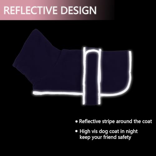 Dachshund Coats Sausage Dog Fleece Coat in Winter Miniature Dachshund Clothes with Hook and Loop Closure high vis Reflective Stripe Safety Purple XS - color: Purple, size: X-Small(Back: 12"-13"in)