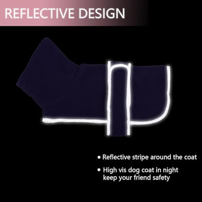 Dachshund Coats Sausage Dog Fleece Coat in Winter Miniature Dachshund Clothes with Hook and Loop Closure high vis Reflective Stripe Safety Purple XS - color: Purple, size: X-Small(Back: 12"-13"in)
