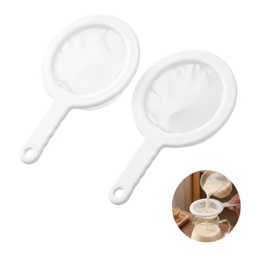 2 Pcs 9 Inch Ultra Fine Mesh Strainer,Plastic Juice Colander for Kefir Grains Greek Yogurt Kombucha Cold Brew Coffee