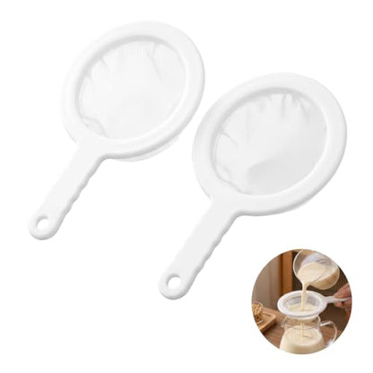 2 Pcs 9 Inch Ultra Fine Mesh Strainer,Plastic Juice Colander for Kefir Grains Greek Yogurt Kombucha Cold Brew Coffee
