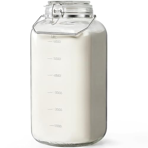 2 Gallon Glass Jar with Airtight Lid, 4.3" Wide Mouth Storage Containers