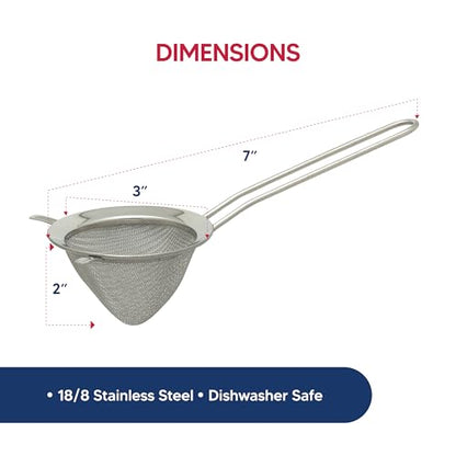 HIC Kitchen Double-Ear Conical Tea Strainer, 18/8 Stainless Steel, 3-Inch, For Straining Brewed Loose Leaf Tea And Mulled Beverages - color: Conical Infuser, size: Single