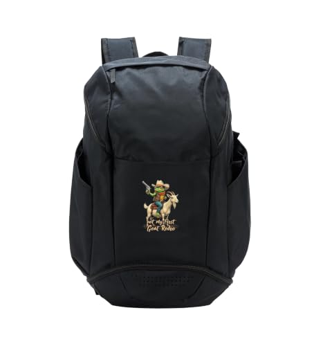 Not My First Goat Rodeo Cowboy Frog Humor Sport Backpack
