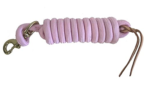 AJ Tack 9 Ft Nylon Lead Rope, 5/8 in, Leather Popper - color: Tan