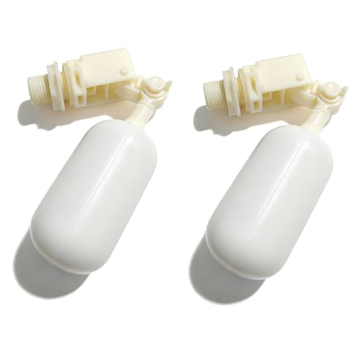 Float Valve 1/2 Inch 2 Pack, Water Trough Float Valve with Adjustable Arm Filter for Dog Livestock Fountain