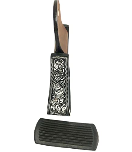 Majestic Ally Western Horse Aluminum Black Engraved Stirrups- Adults - style: Silver-Black