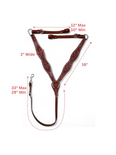 Majestic Ally Tooled Leather Western Headstall & Breast Collar Set – Handcrafted Leather, Classic Western Tack, Multiple Styles & Designs - style: 0986-TAN