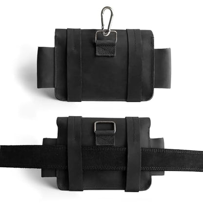 Hide & Drink, Empty First Aid Bag, Mini Medical Storage Pouch, Rectangular Bag for Survival Kit, Full Grain Leather, Handmade - color: Charcoal Black