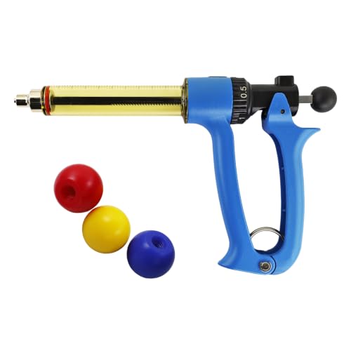 25ML Semi Automatic Livestock Syringe, with Extra 3 Colored Piston Rod Knobs, Adjustable Continuous Repeating Luer Lock Syringe for Cattle Cow Goat Sheep Pig - size: 25ML