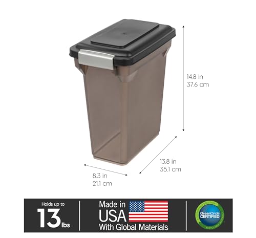 IRIS USA Dog Food Storage Container, Up to 13 lbs, Smoke, Made in USA - color: Smoke, size: 13 lbs